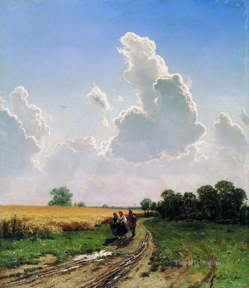 noon suburbs of moscow bratsevo 1866 classical landscape Ivan Ivanovich Oil Paintings